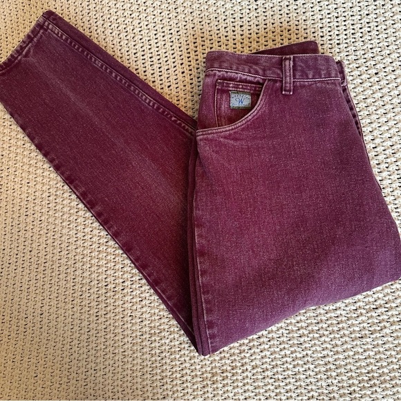 Vintage Wrangler High Rise Mom Tapered Leg 80’s Acid Wash Purple Jeans 28x29 - Picture 4 of 10